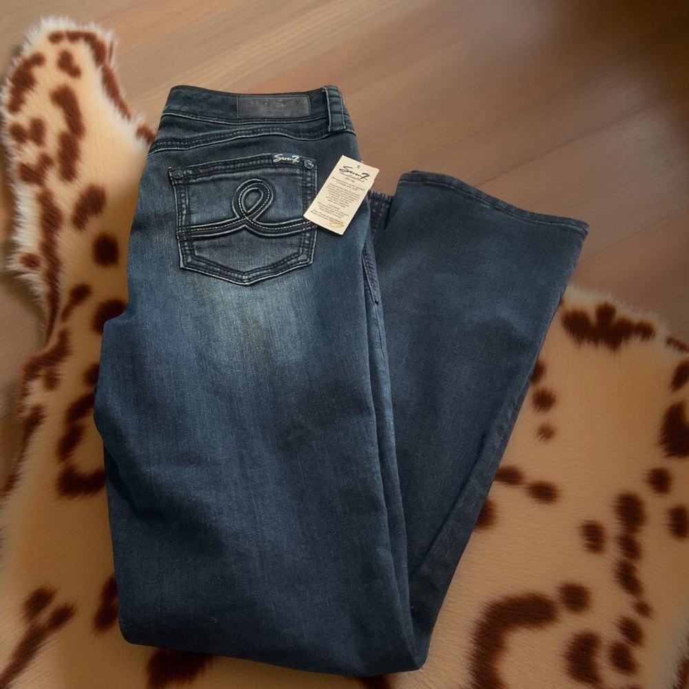 Seven for All Mankind bootcut dark wash jeans,SZ 14 stretch comfy,73%cotton - Picture 2 of 10